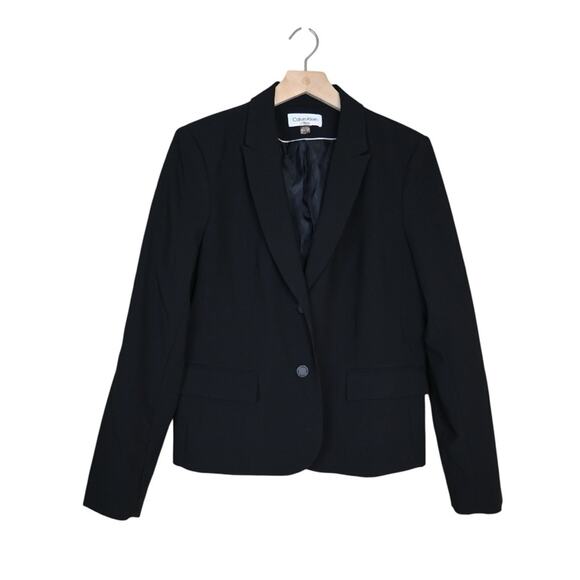 Calvin Klein Women's 12 Black 2 Button Front Lined Blazer - Picture 1 of 9